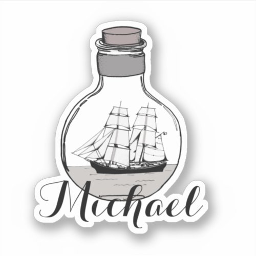 Cute Moderm Black and White Michael Ship Sticker