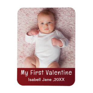 Cute Modern 1st Valentine's Day Personalize Photo Magnet
