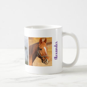 Cute Modern 3 Horses Photos Mug I Love Horses Name