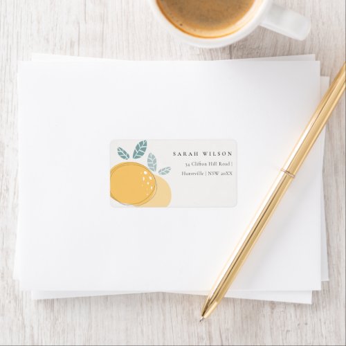 Cute Modern Abstract Lemon Fruity Bold Address Label