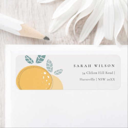 Cute Modern Abstract Lemon Fruity Bold Address Label