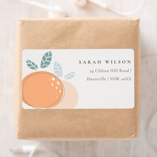 Cute Modern Abstract Orange Fruity Bold Address Label (Insitu)