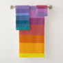 Cute Modern Abstract Vibrant Rainbow Stripes Art Bath Towel Set