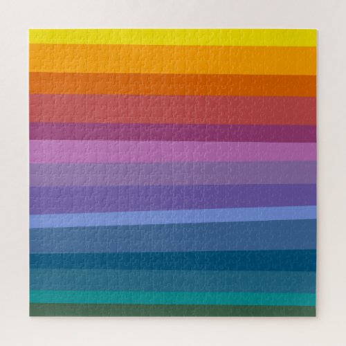 Cute Modern Abstract Vibrant Rainbow Stripes Art Jigsaw Puzzle
