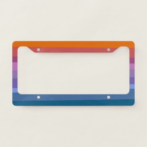 Cute Modern Abstract Vibrant Rainbow Stripes Art License Plate Frame