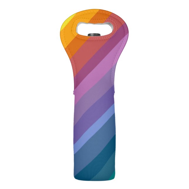 Cute Modern Abstract Vibrant Rainbow Stripes Art Wine Bag (Front)