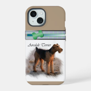 Cute Modern Airedale Terrier Dog Art iPhone 15 Case