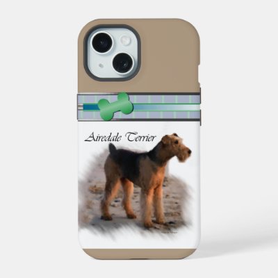 Cute Modern Airedale Terrier Dog Art iPhone 15 Case