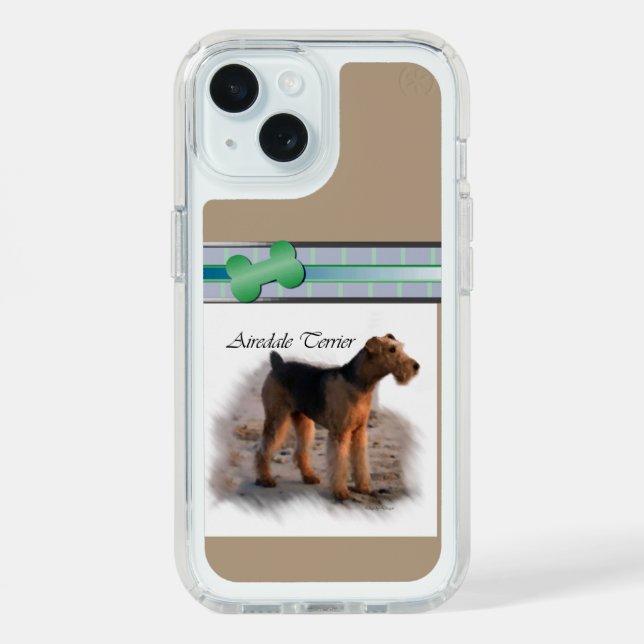 Cute Modern Airedale Terrier Dog Art Speck iPhone Case (Front (Blue))
