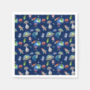 Cute Modern Alien Monsters Space Kids Pattern Napkins