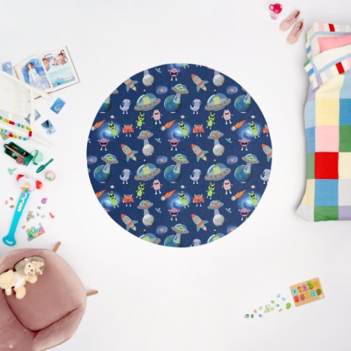 Cute Modern Alien Monsters Space Kids Pattern Outdoor Rug