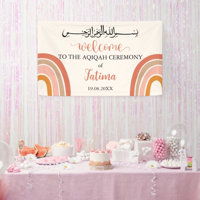 Cute Modern Aqiqah Aqeeqah Welcome Sign Banner (Party)