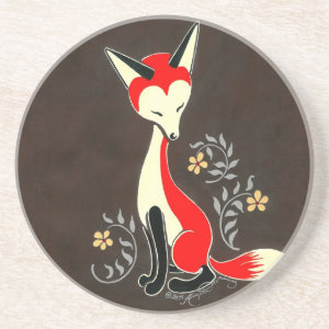 Cute Modern Artsy Fox Painting Drink Coaster