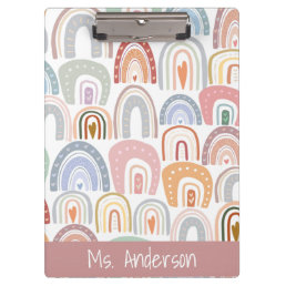 Cute Modern Assorted Pastel Rainbow Teacher Clipboard