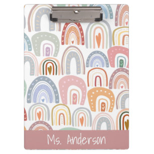 Cute Modern Assorted Pastel Rainbow Teacher Clipboard