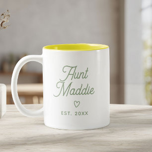 Cute Modern Baby Announcement Aunt Pregnancy Two-Tone Coffee Mug