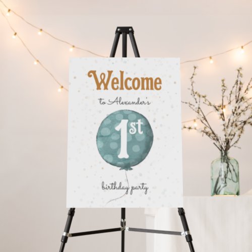 Cute Modern Baby Boy First Birthday Welcome  Foam Board