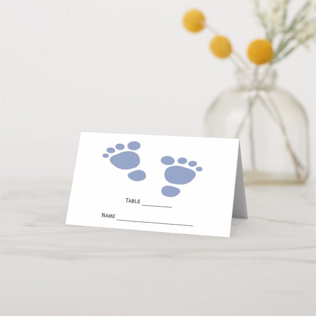 Cute Modern Baby Footprint Baby Shower  Place Card (Front)