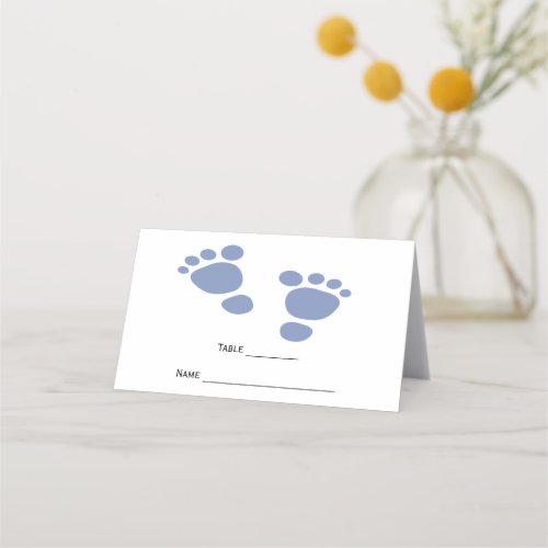 Cute Modern Baby Footprint Baby Shower  Place Card