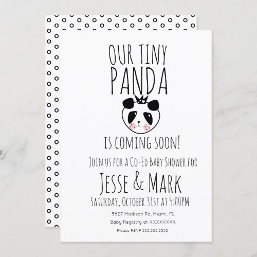 Cute Modern Baby Panda Baby Shower Invitation