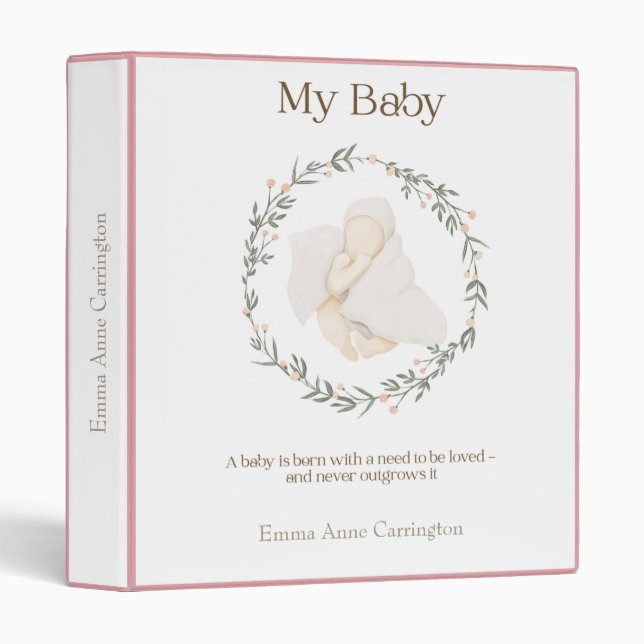 Cute Modern Baby Personalized Photo Keepsake 3 Rin 3 Ring Binder (Front/Spine)