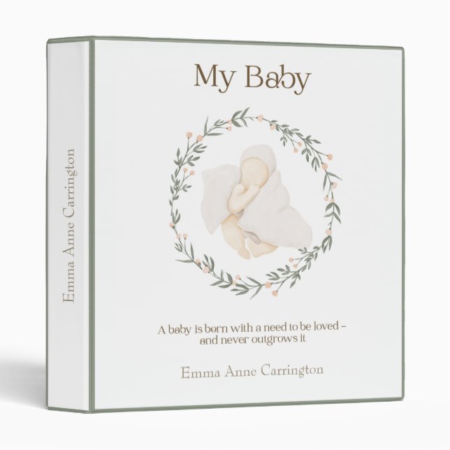 Cute Modern Baby Personalized Photo Keepsake 3 Ring Binder (Front/Spine)
