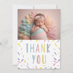 Cute modern baby thank you card with photo