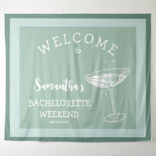 Cute Modern Bachelorette Party blue cocktail Tapestry