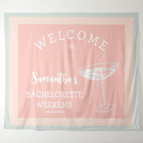 Cute Modern Bachelorette Party pastel cocktail Tapestry