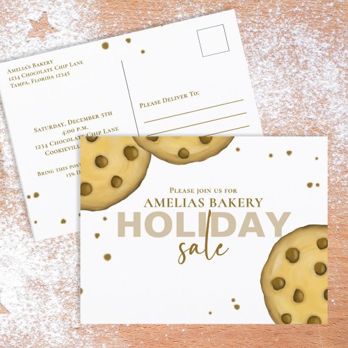 Cute Modern Bakery Sale Whimsical Cookie Postcard