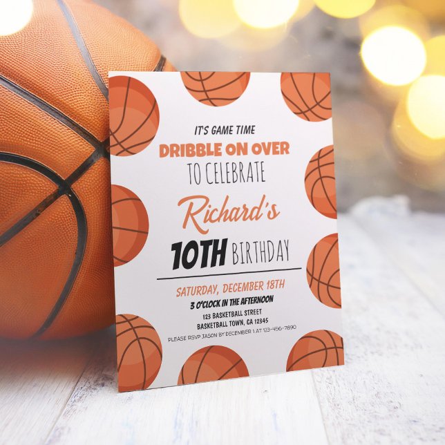 Cute Modern Basketball Budget Birthday Invitation (Creator Uploaded)