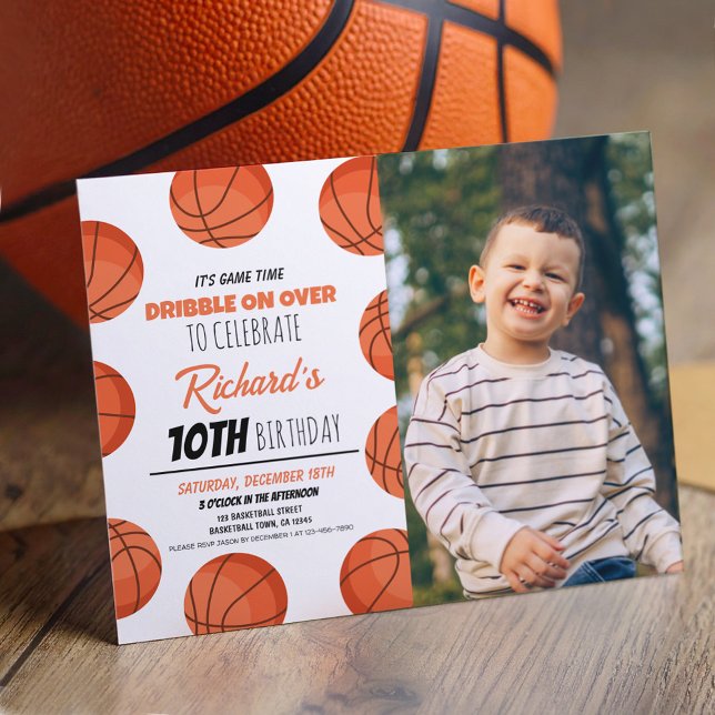 Cute Modern Basketball Budget Photo Birthday (Creator Uploaded)