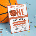 Cute Modern Basketball Ribbon Kids 1st Birthday Invitation<br><div class="desc">The Cute Modern Basketball Ribbon Kids 1st Birthday Invitation is a vibrant and playful design perfect for your little rookie's celebration. With a basketball as the centerpiece, this invitation combines a modern aesthetic with a sports theme. Its orange color palette and whimsical ribbon add a festive touch. The invitation captures...</div>