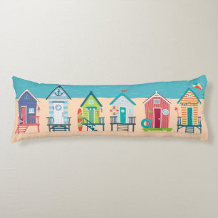 Cute Modern Beach Huts Summer Holiday Art Body Pillow