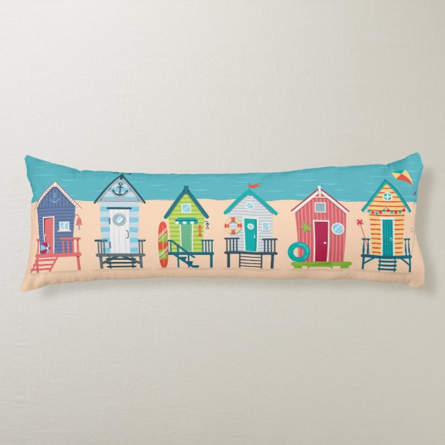 Cute Modern Beach Huts Summer Holiday Art Body Pillow (Front)