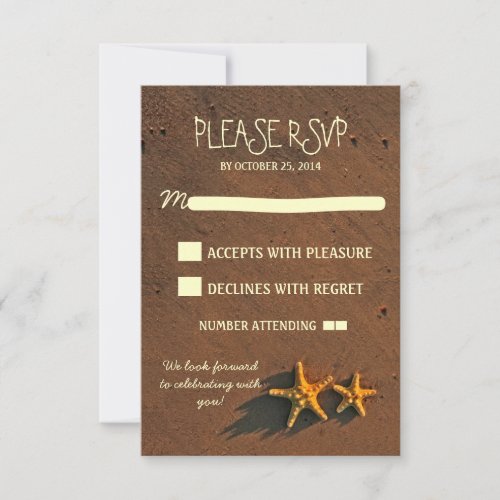 cute modern beach wedding starfish RSVP cards