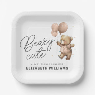Cute Modern Beary Sweet Baby Shower Party Paper Plates