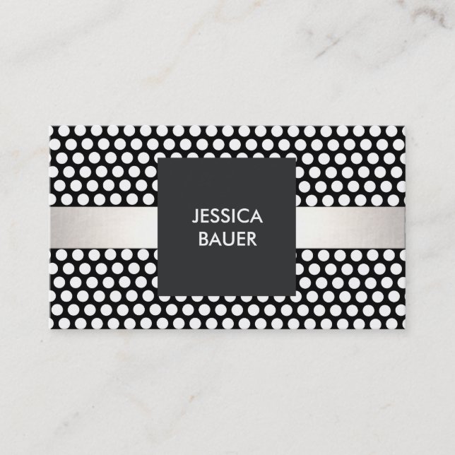 Cute Modern Beauty Black and White Pattern Business Card (Front)