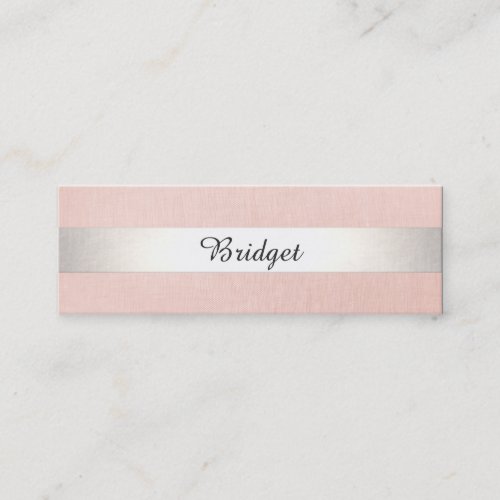 Cute Modern Beauty Silver Striped Pink Mini Business Card