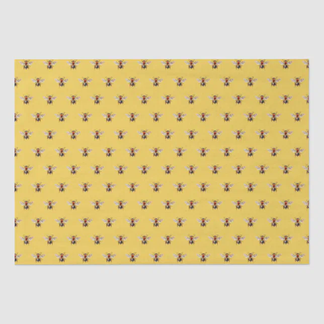Cute Modern Bee Pattern Yellow Tissue Paper | Zazzle