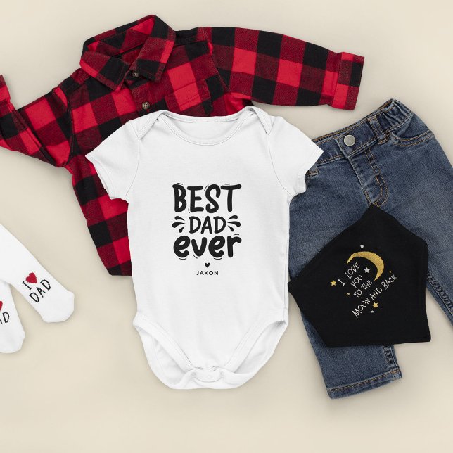 Cute Modern Best Dad Ever  Baby Bodysuit (Creator Uploaded)