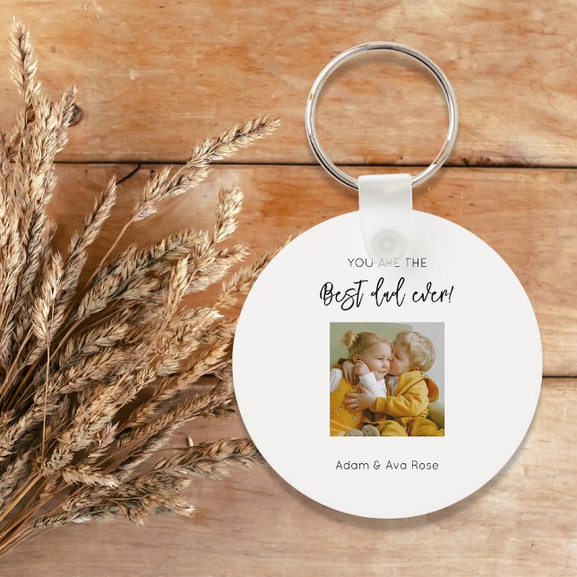 Cute Modern Best Dad Ever Father's Birthday Photo Keychain (Creator Uploaded)