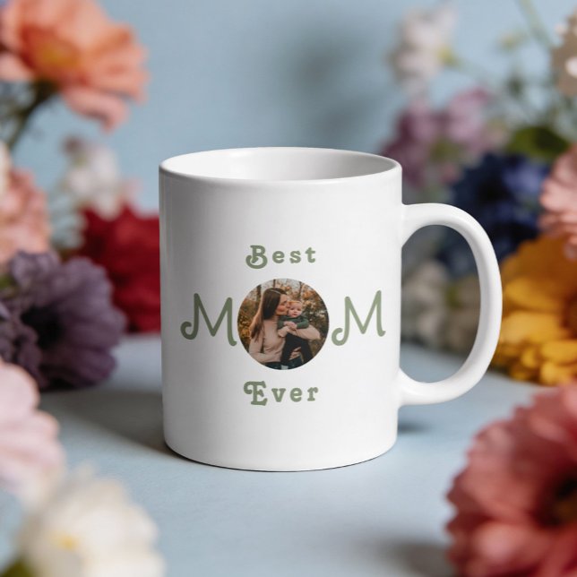 Cute Modern Best Mom Ever Custom Photo Mug (Creator Uploaded)