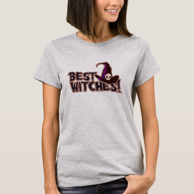 Cute Modern Best Witches Halloween Pun typography  T-Shirt (Front)