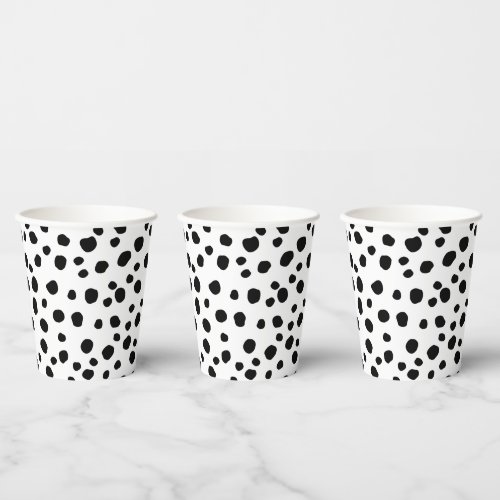 Cute Modern Black and White Dalmatian Spot Pattern Paper Cups