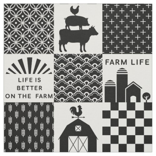 Cute Modern Black and White Farm Nursery Fabric