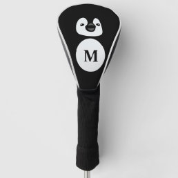 Cute Modern Black and white Penguin illustration  Golf Head Cover