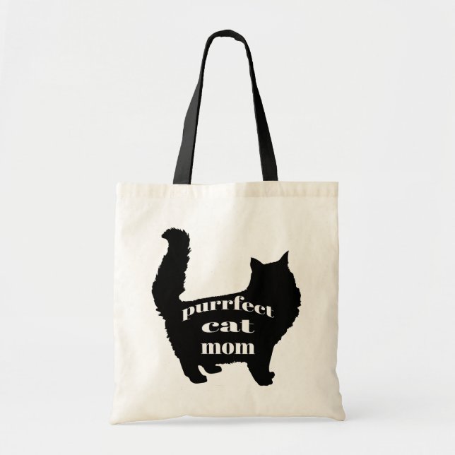 Cute Modern Black Cat Mom Tote Bag (Front)