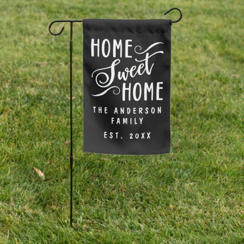 Cute Modern Black Family Name Home Sweet Home Garden Flag