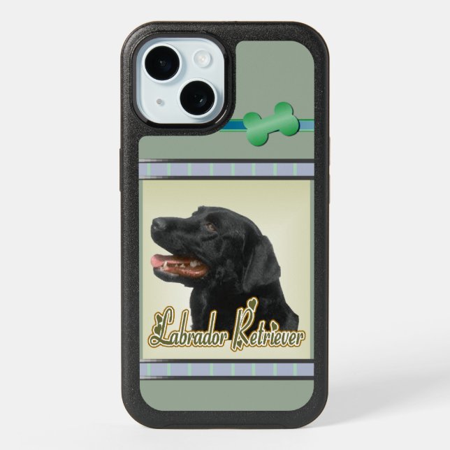 Cute Modern Black Lab Dog Art iPhone 15 Case (Back)